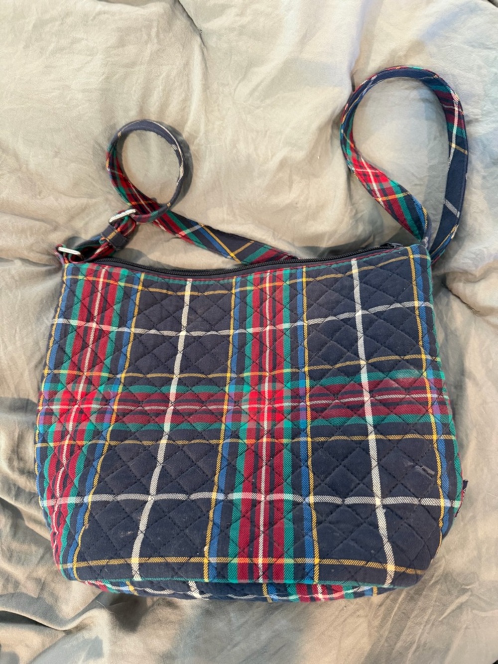 Vera Bradley Navy Plaid Quilted Crossbody Bag